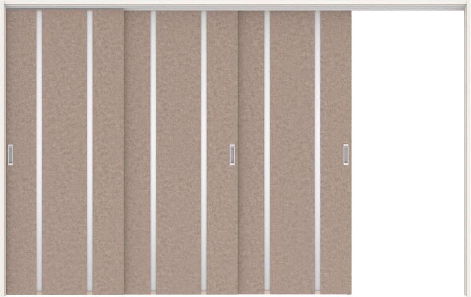 リビングドア　ハピアレザー調　吊戸・３枚片引　扉セット　３Ｐデザイン　３２１９幅用　２０００高　〈リアーピ（グレー）〉　右引用　空錠　ラクラクローズ付用