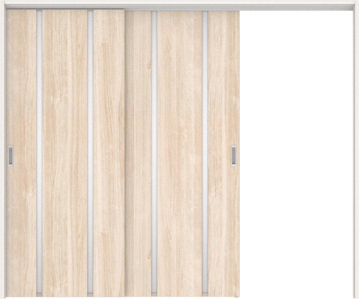 リビングドア　ハピアトレンドウッド調　吊戸・２枚片引　扉セット　３Ｐデザイン　２４３２幅用　２０００高　〈コットンベージュ〉　左引用　空錠　ラクラクローズ付用