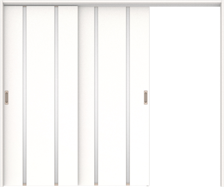 リビングドア　ハピア　吊戸・２枚片引　扉セット　３Ｐデザイン　２４３２幅用　２０００高　〈モノホワイト〉　左引用　空錠　ラクラクローズ付用