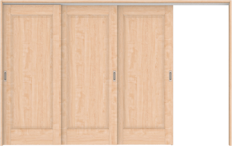 リビングドア　ハピア　吊戸・３枚片引　扉セット　４１デザイン　３２１９幅用　２０００高　〈ミルベージュ〉　左引用　空錠　ラクラクローズ付用