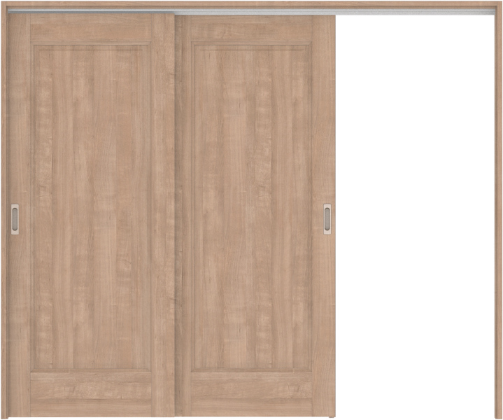 リビングドア　ハピア　吊戸・２枚片引　扉セット　４１デザイン　２４３２幅用　２０００高　〈トープグレー〉　左引用　空錠　ラクラクローズ付用