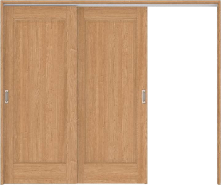 リビングドア　ハピア　吊戸・２枚片引　扉セット　４１デザイン　２４３２幅用　２０００高　〈ティーブラウン〉　左引用　空錠　ラクラクローズ付用