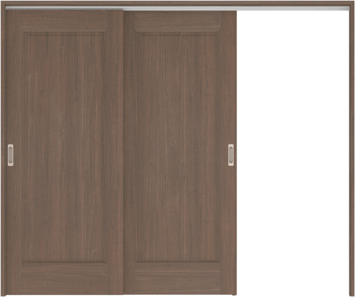 リビングドア　ハピア　吊戸・２枚片引　扉セット　４１デザイン　２４３２幅用　２０００高　〈ダルブラウン〉　左引用　空錠　ラクラクローズ付用
