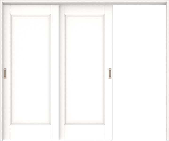 リビングドア　ハピア　吊戸・２枚片引　扉セット　４１デザイン　２４３２幅用　２０００高　〈モノホワイト〉　左引用　空錠　ラクラクローズ付用