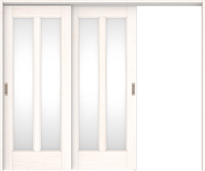 リビングドア　ハピア　吊戸・２枚片引　扉セット　４６デザイン　２４３２幅用　２０００高　〈ネオホワイト〉　右引用　空錠　ラクラクローズ付用