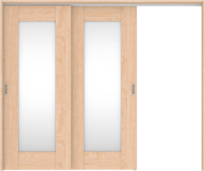 リビングドア　ハピア　吊戸・２枚片引　扉セット　５Ｐデザイン　２４３２幅用　２０００高　〈ミルベージュ〉　左引用　空錠　ラクラクローズ付用