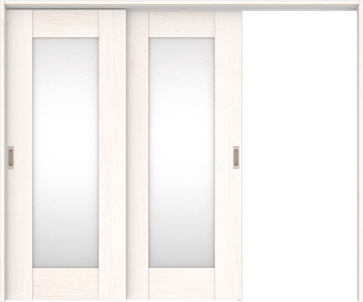 リビングドア　ハピア　吊戸・２枚片引　扉セット　５Ｐデザイン　２４３２幅用　２０００高　〈ネオホワイト〉　左引用　空錠　ラクラクローズ付用