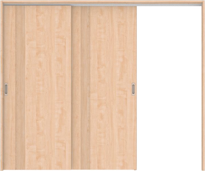 リビングドア　ハピア　吊戸・２枚片引　扉セット　６１デザイン　２４３２幅用　２０００高　〈ミルベージュ〉　右引用　空錠　ラクラクローズ付用