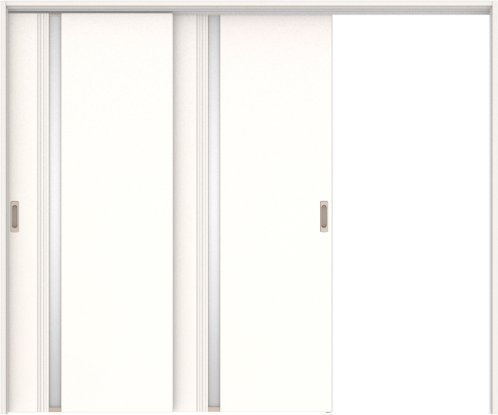 リビングドア　ハピア　吊戸・２枚片引　扉セット　６２デザイン　２４３２幅用　２０００高　〈モノホワイト〉　右引用　空錠　ラクラクローズ付用