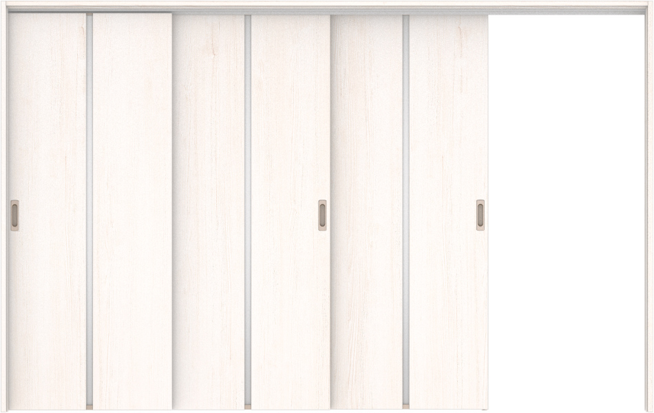 リビングドア　ハピア　吊戸・３枚片引　扉セット　６Ｐデザイン　３２１９幅用　２０００高　〈ネオホワイト〉　左引用　空錠　ラクラクローズ付用