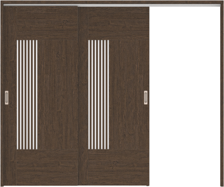 リビングドア　ハピア　吊戸・２枚片引　扉セット　７６デザイン　２４３２幅用　２０００高　〈オフブラック〉　左引用　空錠　ラクラクローズ付用