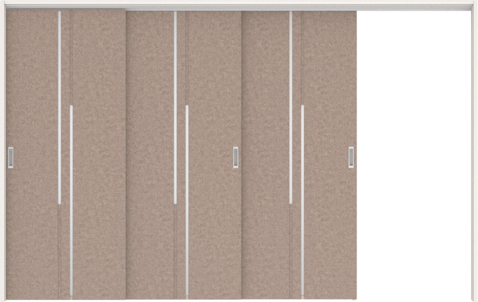 リビングドア　ハピアレザー調　吊戸・３枚片引　扉セット　７Ｐデザイン　３２１９幅用　２０００高　〈リアーピ（グレー）〉　左引用　空錠　ラクラクローズ付用