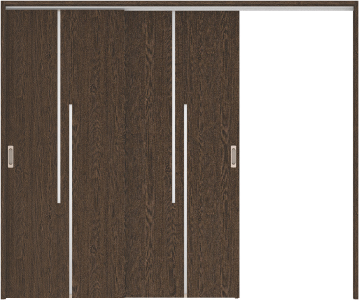 リビングドア　ハピア　吊戸・２枚片引　扉セット　７Ｐデザイン　２４３２幅用　２０００高　〈オフブラック〉　右引用　空錠　ラクラクローズ付用