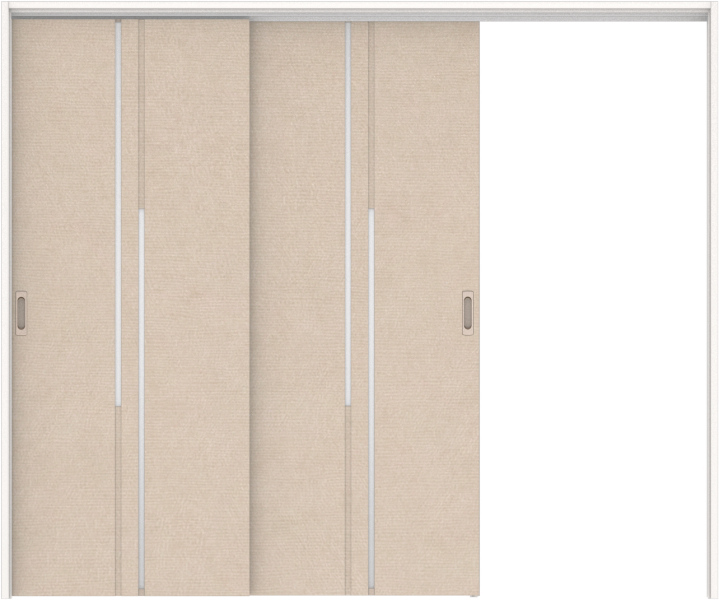 リビングドア　ハピアレザー調　吊戸・２枚片引　扉セット　７Ｐデザイン　２４３２幅用　２０００高　〈リアーピ（ライト）〉　左引用　空錠　ラクラクローズ付用