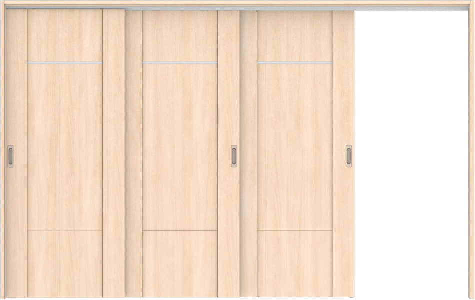 リビングドア　ハピア　吊戸・３枚片引　扉セット　８Ｐデザイン　３２１９幅用　２０００高　〈クリアベージュ〉　右引用　空錠　ラクラクローズ付用