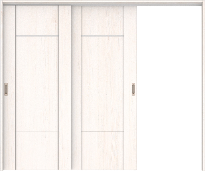 リビングドア　ハピア　吊戸・２枚片引　扉セット　８Ｐデザイン　２４３２幅用　２０００高　〈ネオホワイト〉　左引用　空錠　ラクラクローズ付用