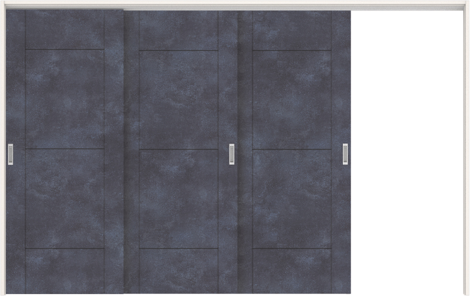 リビングドア　ハピアソリッド調　吊戸・３枚片引　扉セット　Ｂ９デザイン　３２１９幅用　２０００高　〈コバルトブルー〉　右引用　空錠　ラクラクローズ付用