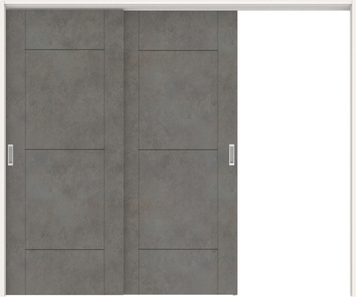 リビングドア　ハピアソリッド調　吊戸・２枚片引　扉セット　Ｂ９デザイン　２４３２幅用　２０００高　〈アイアンブラック〉　左引用　空錠　ラクラクローズ付用