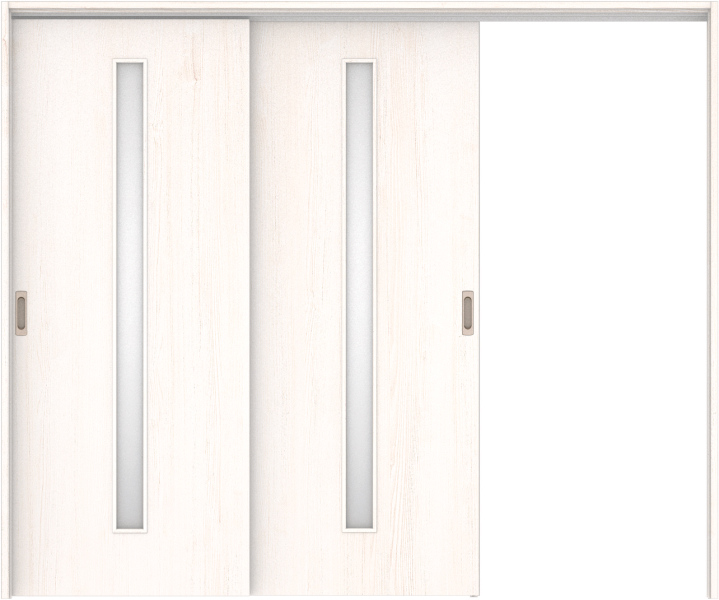 リビングドア　ハピア　吊戸・２枚片引　扉セット　Ｃ４デザイン　２４３２幅用　２０００高　〈ネオホワイト〉　右引用　空錠　ラクラクローズ付用