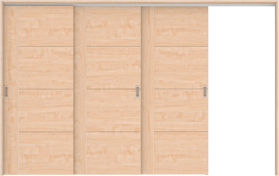 リビングドア　ハピア　吊戸・３枚片引　扉セット　Ｄ１デザイン　３２１９幅用　２０００高　〈ミルベージュ〉　左引用　空錠　ラクラクローズ付用