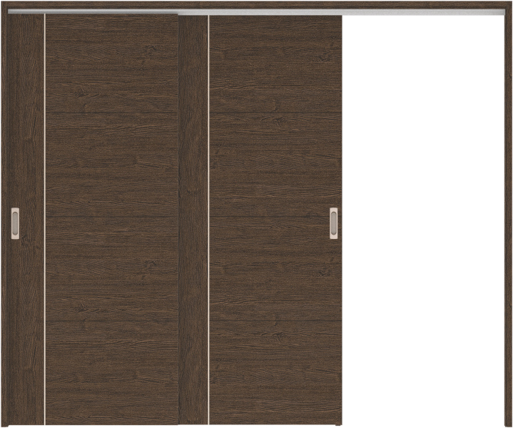 リビングドア　ハピア　吊戸・２枚片引　扉セット　Ｄ１デザイン　２４３２幅用　２０００高　〈オフブラック〉　右引用　空錠　ラクラクローズ付用