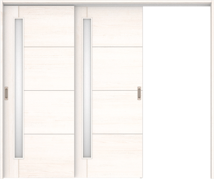 リビングドア　ハピア　吊戸・２枚片引　扉セット　Ｄ２デザイン　２４３２幅用　２０００高　〈ネオホワイト〉　右引用　空錠　ラクラクローズ付用