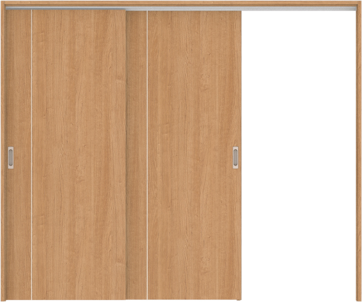 リビングドア　ハピア　吊戸・２枚片引　扉セット　Ｄ３デザイン　２４３２幅用　２０００高　〈ティーブラウン〉　左引用　空錠　ラクラクローズ付用