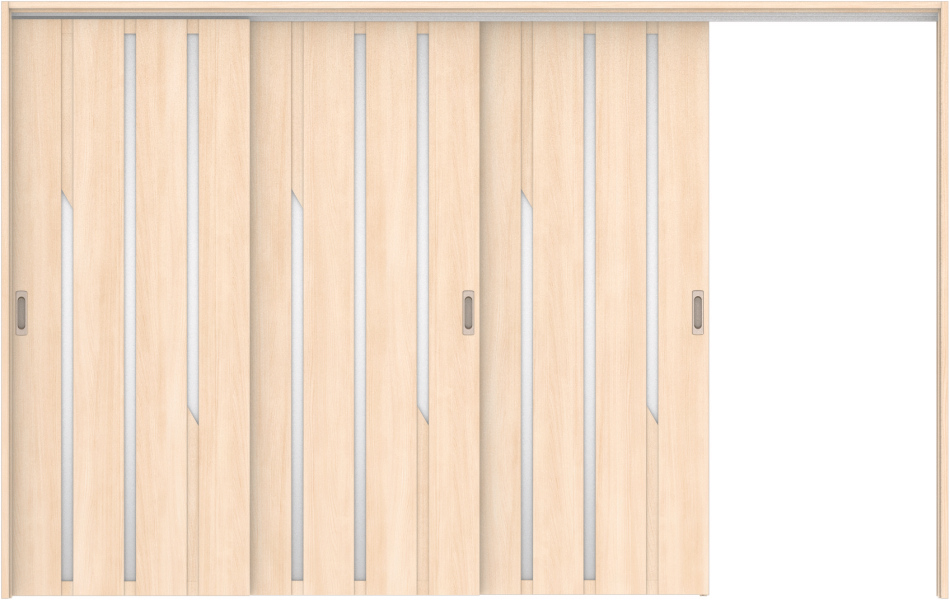 リビングドア　ハピア　吊戸・３枚片引　扉セット　Ｅ３デザイン　３２１９幅用　２０００高　〈クリアベージュ〉　左引用　空錠　ラクラクローズ付用