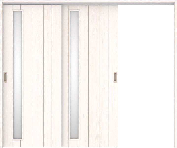 リビングドア　ハピア　吊戸・２枚片引　扉セット　Ｅ７デザイン　２４３２幅用　２０００高　〈ネオホワイト〉　右引用　空錠　ラクラクローズ付用