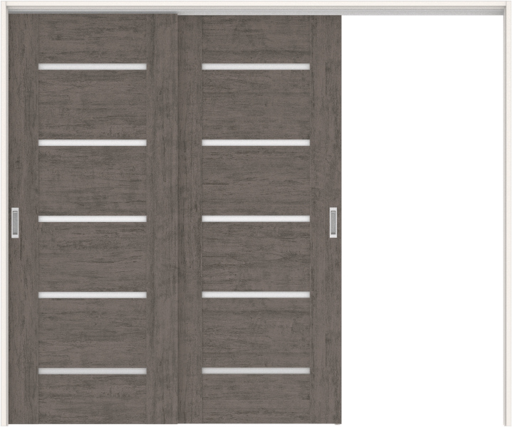 リビングドア　ハピアトレンドウッド調　吊戸・２枚片引　扉セット　Ｅ９デザイン　２４３２幅用　２０００高　〈ドライブラック〉　左引用　空錠　ラクラクローズ付用