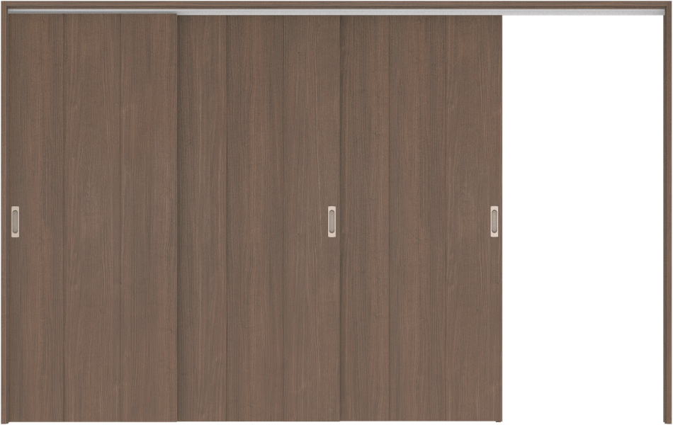 リビングドア　ハピア　吊戸・３枚片引　扉セット　Ｇ１デザイン　３２１９幅用　２０００高　〈ダルブラウン〉　右引用　空錠　ラクラクローズ付用