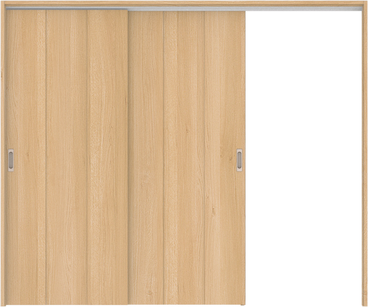 リビングドア　ハピア　吊戸・２枚片引　扉セット　Ｇ１デザイン　２４３２幅用　２０００高　〈ライトオーカー〉　右引用　空錠　ラクラクローズ付用