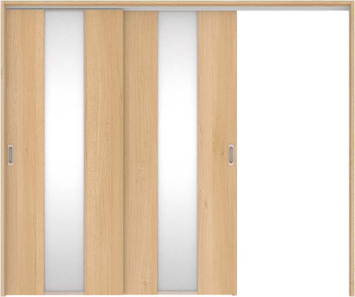 リビングドア　ハピア　吊戸・２枚片引　扉セット　Ｇ５デザイン　２４３２幅用　２０００高　〈ライトオーカー〉　右引用　空錠　ラクラクローズ付用