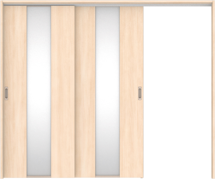 リビングドア　ハピア　吊戸・２枚片引　扉セット　Ｇ５デザイン　２４３２幅用　２０００高　〈クリアベージュ〉　左引用　空錠　ラクラクローズ付用