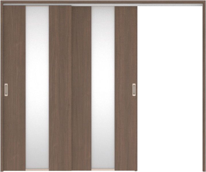 リビングドア　ハピア　吊戸・２枚片引　扉セット　Ｇ５デザイン　２４３２幅用　２０００高　〈ダルブラウン〉　左引用　空錠　ラクラクローズ付用