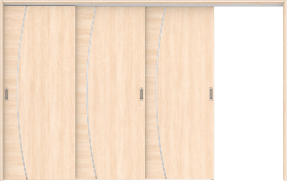 リビングドア　ハピア　吊戸・３枚片引　扉セット　Ｋ４デザイン　３２１９幅用　２０００高　〈クリアベージュ〉　右引用　空錠　ラクラクローズ付用