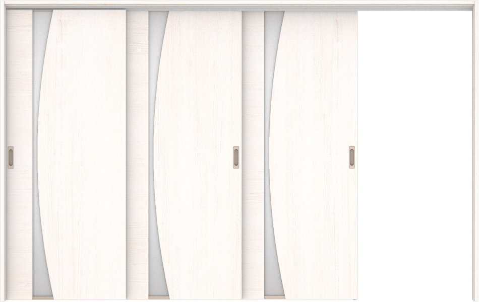 リビングドア　ハピア　吊戸・３枚片引　扉セット　Ｋ５デザイン　３２１９幅用　２０００高　〈ネオホワイト〉　左引用　空錠　ラクラクローズ付用