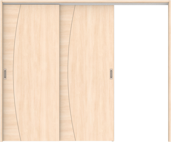 リビングドア　ハピア　吊戸・２枚片引　扉セット　Ｋ６デザイン　２４３２幅用　２０００高　〈クリアベージュ〉　右引用　空錠　ラクラクローズ付用