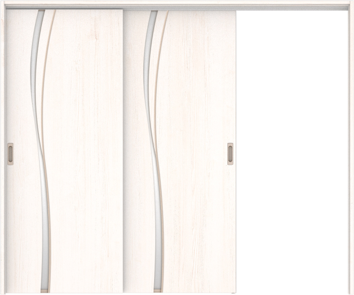 リビングドア　ハピア　吊戸・２枚片引　扉セット　Ｋ７デザイン　２４３２幅用　２０００高　〈ネオホワイト〉　左引用　空錠　ラクラクローズ付用