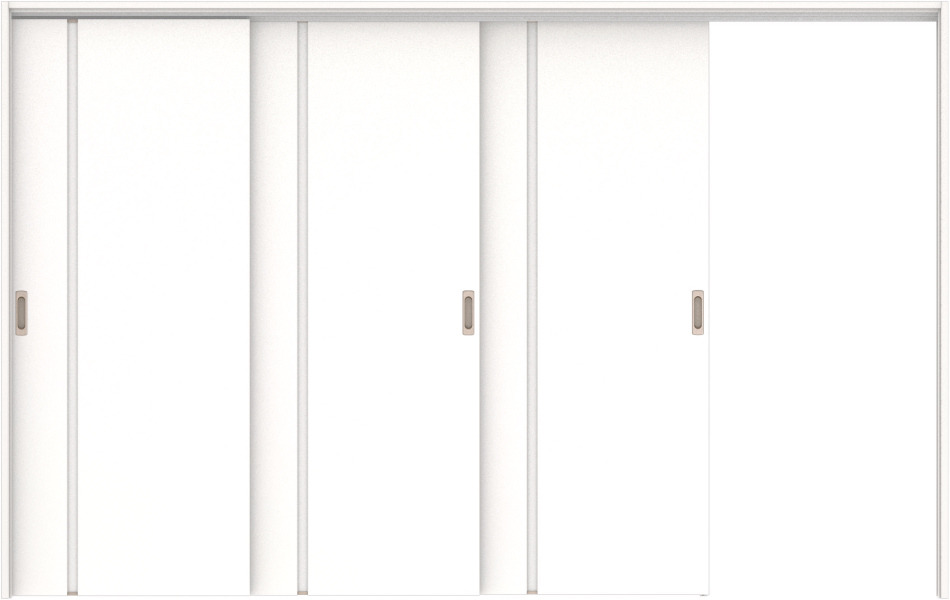リビングドア　ハピア　吊戸・３枚片引　扉セット　Ｌ８デザイン　３２１９幅用　２０００高　〈モノホワイト〉　左引用　空錠　ラクラクローズ付用