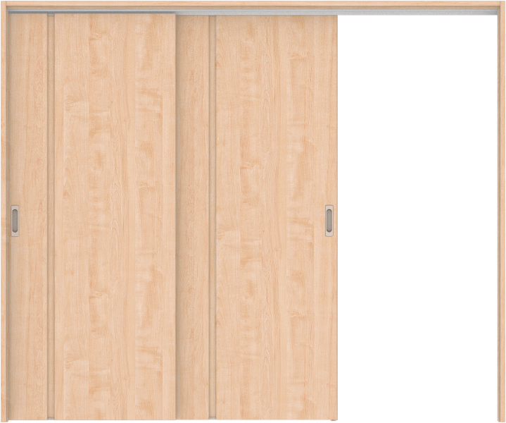 リビングドア　ハピア　吊戸・２枚片引　扉セット　Ｌ８デザイン　２４３２幅用　２０００高　〈ミルベージュ〉　右引用　空錠　ラクラクローズ付用