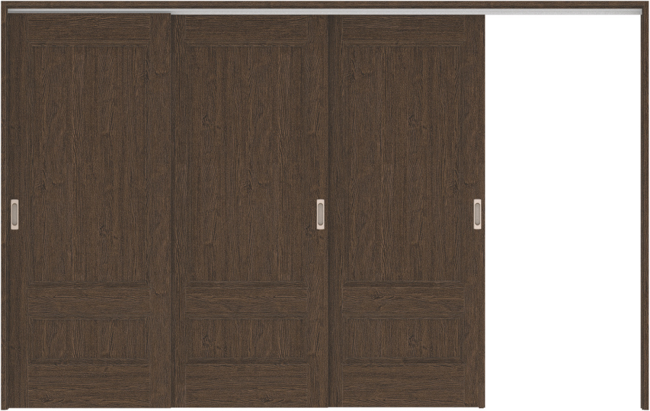 リビングドア　ハピア　吊戸・３枚片引　扉セット　Ｍ１デザイン　３２１９幅用　２０００高　〈オフブラック〉　右引用　空錠　ラクラクローズ付用