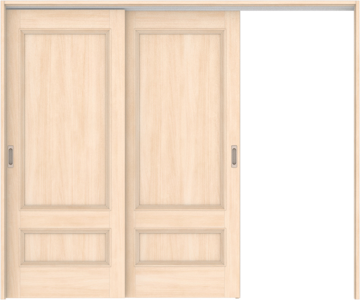 リビングドア　ハピア　吊戸・２枚片引　扉セット　Ｍ１デザイン　２４３２幅用　２０００高　〈クリアベージュ〉　左引用　空錠　ラクラクローズ付用