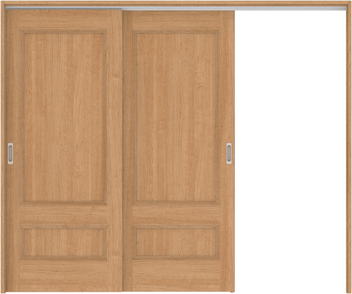 リビングドア　ハピア　吊戸・２枚片引　扉セット　Ｍ１デザイン　２４３２幅用　２０００高　〈ティーブラウン〉　左引用　空錠　ラクラクローズ付用