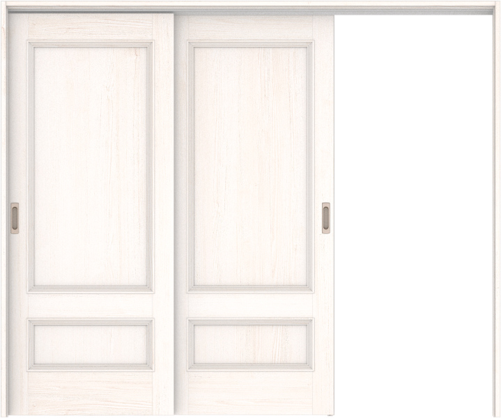 リビングドア　ハピア　吊戸・２枚片引　扉セット　Ｍ１デザイン　２４３２幅用　２０００高　〈ネオホワイト〉　右引用　空錠　ラクラクローズ付用