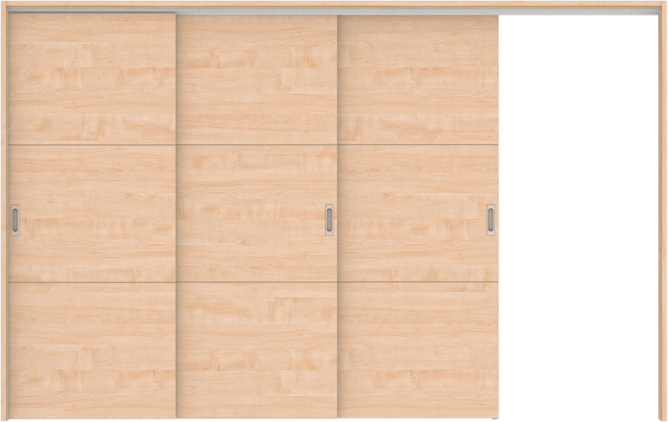 リビングドア　ハピア　吊戸・３枚片引　扉セット　Ｕ４デザイン　３２１９幅用　２０００高　〈ミルベージュ〉　右引用　空錠　ラクラクローズ付用