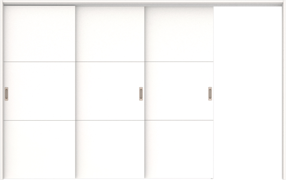 リビングドア　ハピア　吊戸・３枚片引　扉セット　Ｕ４デザイン　３２１９幅用　２０００高　〈モノホワイト〉　左引用　空錠　ラクラクローズ付用