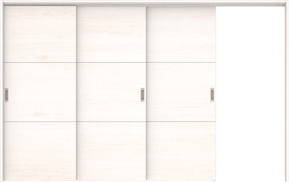 リビングドア　ハピア　吊戸・３枚片引　扉セット　Ｕ４デザイン　３２１９幅用　２０００高　〈ネオホワイト〉　左引用　空錠　ラクラクローズ付用