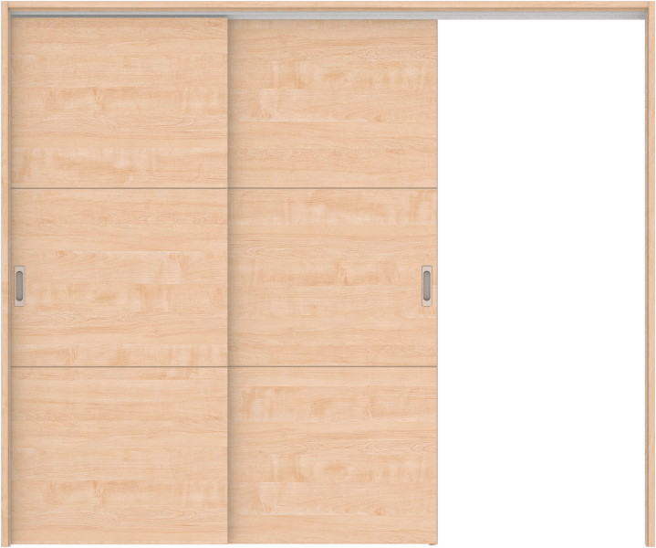 リビングドア　ハピア　吊戸・２枚片引　扉セット　Ｕ４デザイン　２４３２幅用　２０００高　〈ミルベージュ〉　左引用　空錠　ラクラクローズ付用