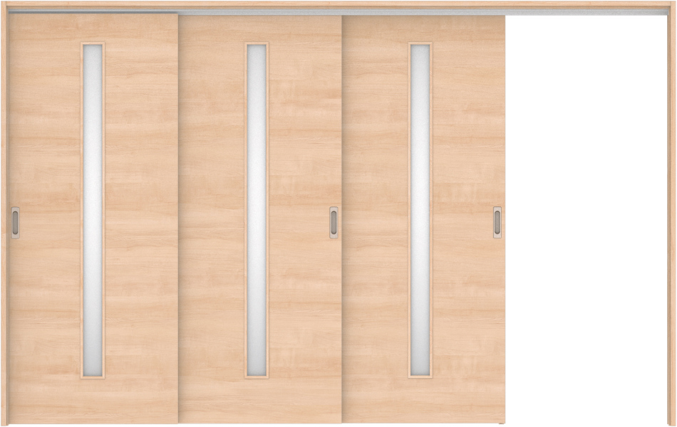 リビングドア　ハピア　吊戸・３枚片引　扉セット　Ｕ８デザイン　３２１９幅用　２０００高　〈ミルベージュ〉　右引用　空錠　ラクラクローズ付用